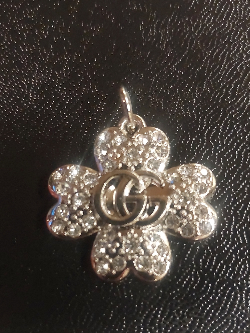 GG Sparkling Silver Flower Charm Pendant Sterling Silver Necklace - Picture 2 of 4